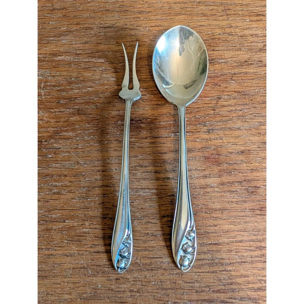 Gorham Sterling Silver Lily of the Valley Baby Spoon and Fork Set Vintage